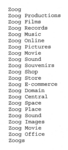 ZOOG ; ZOOG PRODUCTIONS ; ZOOG FILMS ; ZOOGS