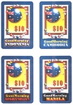 $10 GOODMORNING INDONESIA ; $10 GOODMORNING CAMBODIA ; $10 GOODMORNING AFGHANISTAN ; $10 GOODMORNING MANILA ; $10 GOODMORNING INDIA ; $10 GOODMORNING LAOS ; $10 GOODMORNING ATHENA ; $10 GOODMORNING PAKISTAN ; $10 GOODMORNING IRAQ ; $10 GOODMORNING NORTH A