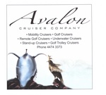 AVALON CRUISER COMPANY MOBILITY CRUISERS GOLF CRUISERS REMOTE GOLF CRUISERS UNDERWATER CRUISERS STAND-UP CRUISERS GOLF TROLLEY CRUISERS