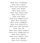 KNOW YOUR TRADESMAN ; KNOW YOUR LAWYER ; KNOW YOUR ACCOUNTANT ; KNOW YOUR NANNY
