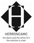 H HERRONCAMC THE BLACK AND THE WHITE OF IT THE SOLUTION IS CLEAR