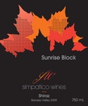 SUNRISE BLOCK SW SIMPATICO WINES SHIRAZ BAROSSA VALLEY 2009