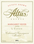 ESTATE GROWN ALTUS ESTATE MARGARET RIVER 2009 L'ESPOIR CABERNET ; SAUVIGNON MERLOT
