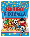 HARIBO PICO-BALLA SOFT CREAMY CENTRED FRUIT LIQUORICE KIDS AND GROWN-UPS LOVE IT SO, THE HAPPY WORLD OF HARIBO BE TREAT WISE GET TA KNOW YOUR %DI