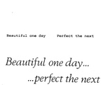 BEAUTIFUL ONE DAY   PERFECT THE NEXT ; BEAUTIFUL ONE DAY... ...PERFECT THE NEXT