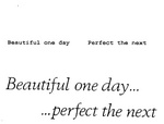 BEAUTIFUL ONE DAY   PERFECT THE NEXT ; BEAUTIFUL ONE DAY... ...PERFECT THE NEXT