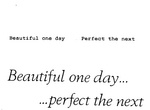 BEAUTIFUL ONE DAY   PERFECT THE NEXT ; BEAUTIFUL ONE DAY... ...PERFECT THE NEXT