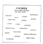 COURIER THE TRAVELLERS SPECIALIST WITH MANY NAMES  NETWORK LASER MILANO MANHATTAN ENDEAVOUR POLARIS GATSBY VOLARE CONGO SARATOGA FRENCH ROSES SOMMERSET SAISON BARCELONA CORSICA ITALIAN COLLECTION EL DORADO MARTINI BLACK ROSES
