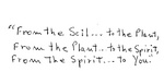 FROM THE SOIL ... TO THE PLANT, FROM THE PLANT ... TO THE SPIRIT, FROM THE SPIRIT ... TO YOU.
