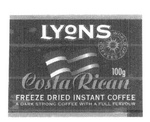 LYONS COSTA RICAN FREEZE DRIED INSTANT COFFEE A DARK STRONG COFFEE WITH A FULL FLAVOUR WORLD OF COFFEES 100G