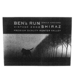 BEN'S RUN SINGLE VINEYARD VINTAGE 2000 SHIRAZ PREMIUM QUALITY HUNTER ; VALLEY