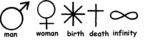 MAN WOMAN BIRTH DEATH INFINITY